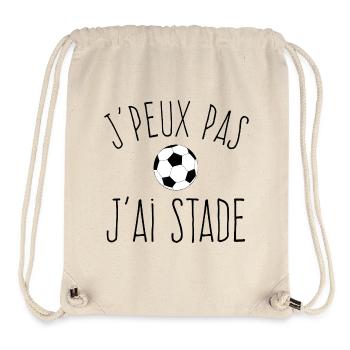 J'peux pas j'ai Stade - Humour Football - Sac à cordon recyclé Stanley/Stella - blanc naturel - Devant