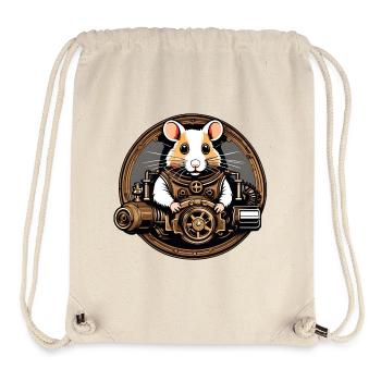 Steampunk Hamster / Zahnrad / Bronze / Old School - Stanley/Stella recycelter Gym Bag - Naturweiß - Vorne