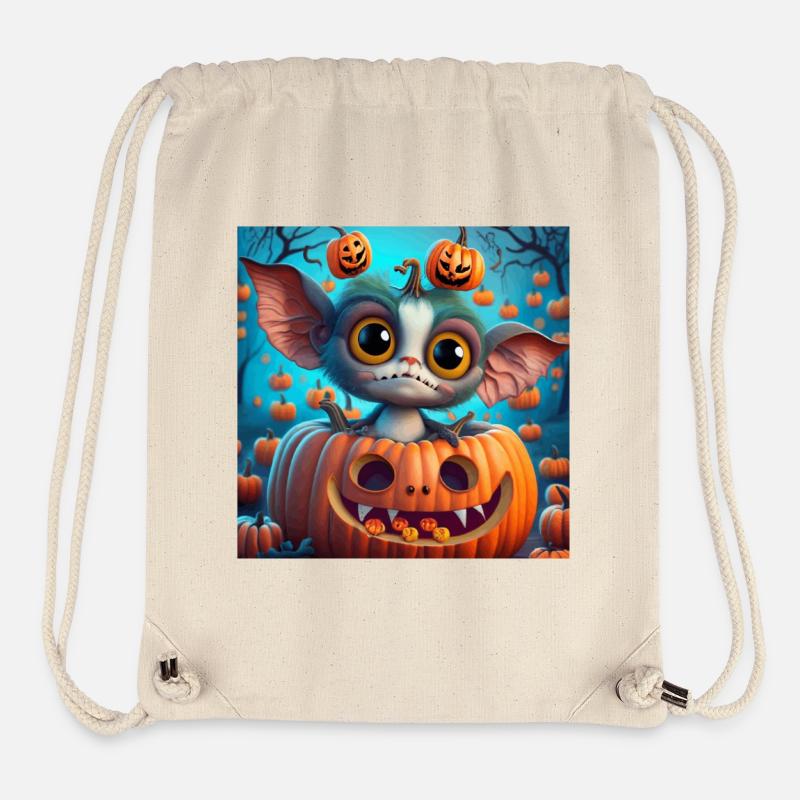 Little Halloween Creature in Pumpkin - Stanley/Stella Recycled Gym Bag - natural
