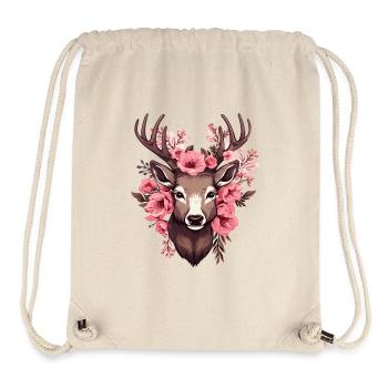 Reh Hirsch mit Blumen Trachten Rehkopf Hirschkopf - Stanley/Stella recycelter Gym Bag - Naturweiß - Vorne