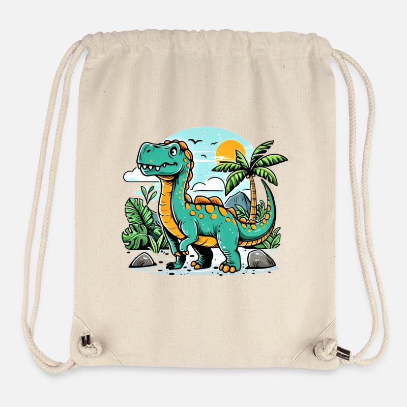 Cartoon Dinosaurier mit Dschungel Sonnenuntergang - Stanley/Stella recycelter Gym Bag - Naturweiß
