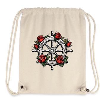 Steering Wheel / Anchor / Roses / Ahoy / Ship / Boat - Stanley/Stella Recycled Gym Bag - natural - Front