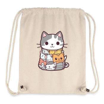 Katze - Kawaii Style - Stanley/Stella recycelter Gym Bag - Naturweiß - Vorne