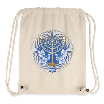 gold-colored Hanukkah candlestick with white doves - Stanley/Stella Recycled Gym Bag - natural - Front