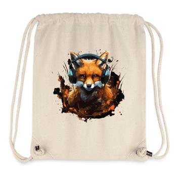 Fuchs mit Kopfhörer Splatterkunst - Stanley/Stella recycelter Gym Bag - Naturweiß - Vorne