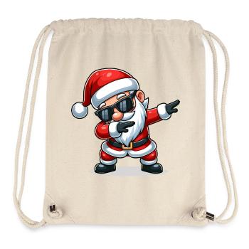 Père Noël avec des lunettes de soleil Déguisement de Noël - Sac à cordon recyclé Stanley/Stella - blanc naturel - Devant