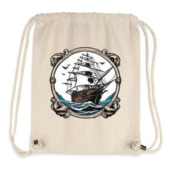 Bateau pirate / Bateau / Mer / Océan / Vagues - Sac à cordon recyclé Stanley/Stella - blanc naturel - Devant