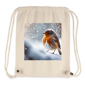 Rotkehlchen im Schnee - Stanley/Stella recycelter Gym Bag - Naturweiß - Vorne