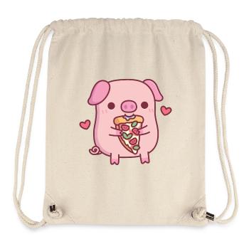 Niedliches kleines Schwein, das Margherita-Pizza isst - Stanley/Stella recycelter Gym Bag - Naturweiß - Vorne