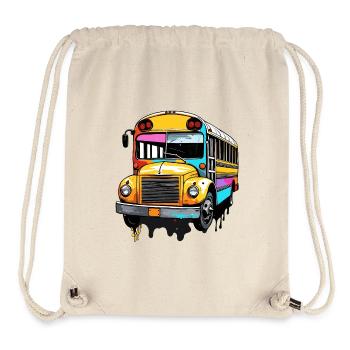 Bus / School Bus / Yellow / Comic / Old School - Stanley/Stella Recycled Gym Bag - natural - Front
