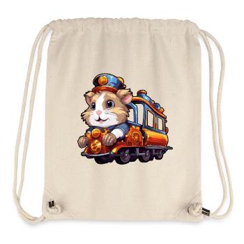 Hamster Rides Train Golden Hamster Dwarf Hamster - Stanley/Stella Recycled Gym Bag - natural - Front