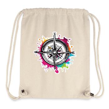 Kompass / Himmelsrichtung / Reisen / Survival - Stanley/Stella recycelter Gym Bag - Naturweiß - Vorne