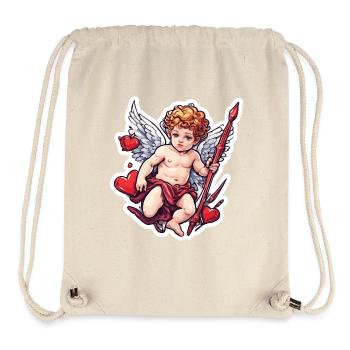 Cupidon / Amour / Flèche / Coeur / Saint Valentin - Sac à cordon recyclé Stanley/Stella - blanc naturel - Devant