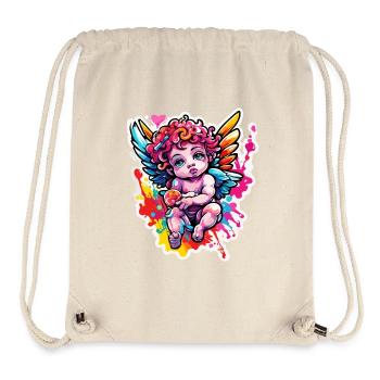 Cupidon / Amour / Flèche / Coeur / Saint Valentin - Sac à cordon recyclé Stanley/Stella - blanc naturel - Devant