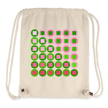 Pink and Green Circles and Squares in Op Art Style - Stanley/Stella Recycled Gym Bag - natural - Front