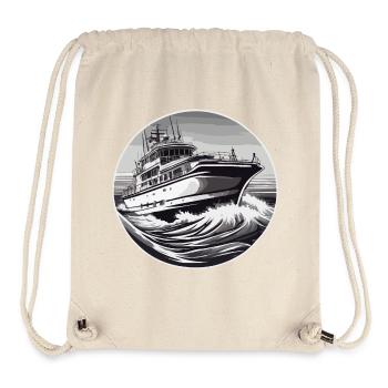Bateau pirate / Bateau / Mer / Océan / Vagues - Sac à cordon recyclé Stanley/Stella - blanc naturel - Devant