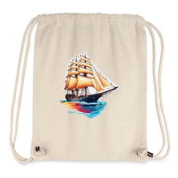 Bateau pirate / Bateau / Mer / Océan / Vagues - Sac à cordon recyclé Stanley/Stella - blanc naturel - Devant