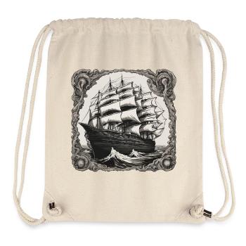 Bateau pirate / Bateau / Mer / Océan / Vagues - Sac à cordon recyclé Stanley/Stella - blanc naturel - Devant