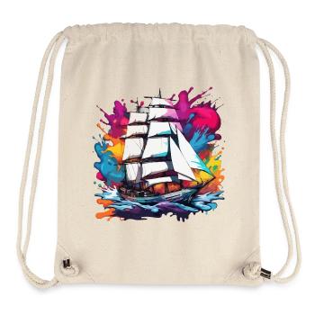 Bateau pirate / Bateau / Mer / Océan / Vagues - Sac à cordon recyclé Stanley/Stella - blanc naturel - Devant