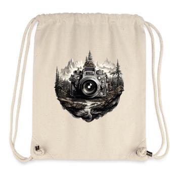 Camera in mountain landscape - Stanley/Stella Recycled Gym Bag - natural - Front