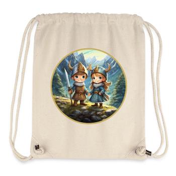 Vikings nordiques mignons - Sac à cordon recyclé Stanley/Stella - blanc naturel - Devant