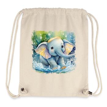 Cute baby elephant playing in the water - Stanley/Stella Recycled Gym Bag - natural - Front