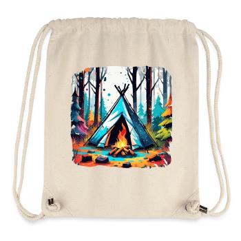 Forêt / Sauvage / Tente / Sauvage / Arbres / Vie - Sac à cordon recyclé Stanley/Stella - blanc naturel - Devant