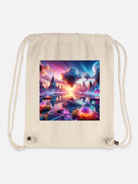 Surreal Dreamscape: Neon Waters - Stanley/Stella Recycled Gym Bag - natural
