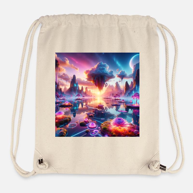 Surreal Dreamscape: Neon Waters - Stanley/Stella Recycled Gym Bag - natural