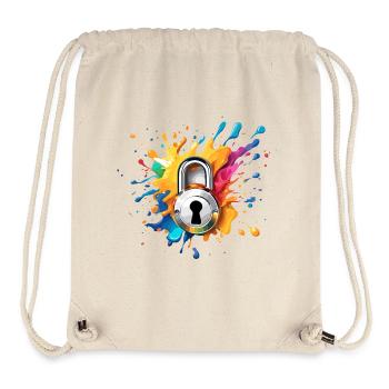 Shoulder Lock / Key / Heart Lock / Motif - Stanley/Stella Recycled Gym Bag - natural - Front