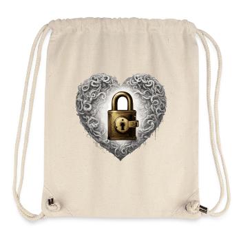 Umhängeschloss / Schlüssel / Herzschloss /Motiv - Stanley/Stella recycelter Gym Bag - Naturweiß - Vorne