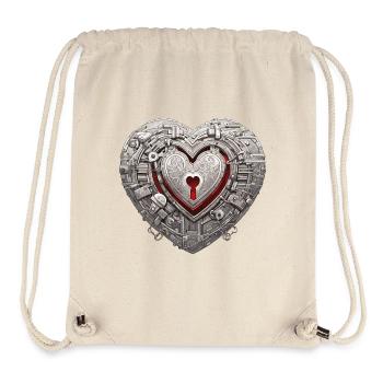 Umhängeschloss / Schlüssel / Herzschloss /Motiv - Stanley/Stella recycelter Gym Bag - Naturweiß - Vorne