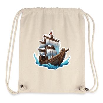 Bateau pirate / Bateau / Mer / Océan / Vagues - Sac à cordon recyclé Stanley/Stella - blanc naturel - Devant