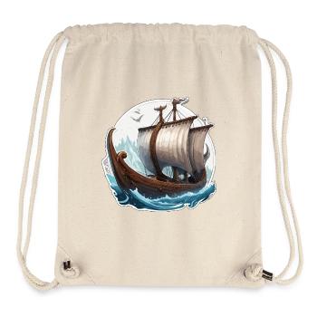 Bateau pirate / Bateau / Mer / Océan / Vagues - Sac à cordon recyclé Stanley/Stella - blanc naturel - Devant