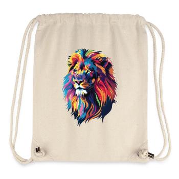 Illustration de Lion coloré - Sac à cordon recyclé Stanley/Stella - blanc naturel - Devant