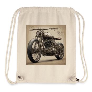 Bauplan / Sepia / Vintage / Retro / Motorrad - Stanley/Stella recycelter Gym Bag - Naturweiß - Vorne