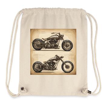 Bauplan / Sepia / Vintage / Retro / Motorrad - Stanley/Stella recycelter Gym Bag - Naturweiß - Vorne