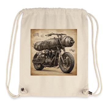 Bauplan / Sepia / Vintage / Retro / Motorrad - Stanley/Stella recycelter Gym Bag - Naturweiß - Vorne