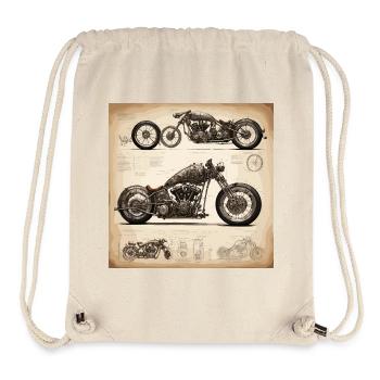 Bauplan / Sepia / Vintage / Retro / Motorrad - Stanley/Stella recycelter Gym Bag - Naturweiß - Vorne