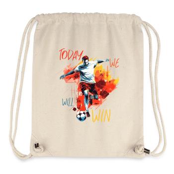 Action d’attaquant de football, citation de motivation - Sac à cordon recyclé Stanley/Stella - blanc naturel - Devant