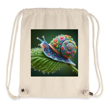 Escargot en fleurs - Sac à cordon recyclé Stanley/Stella - blanc naturel - Devant