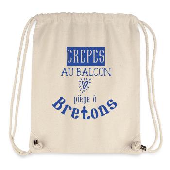 Crêpes au balcon piège à bretons - Bretagne BZH - Sac à cordon recyclé Stanley/Stella - blanc naturel - Devant