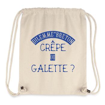 Dilemme Breton : Crêpe ou Galette ? BZH Bretagne - Sac à cordon recyclé Stanley/Stella - blanc naturel - Devant