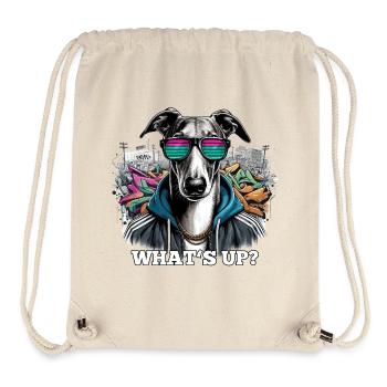 Windhund Was geht ab? Hund Graffiti Geschenk - Stanley/Stella recycelter Gym Bag - Naturweiß - Vorne
