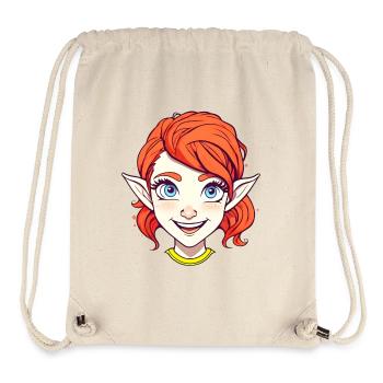 Elfe joyeuse rousse aux yeux bleus - Sac à cordon recyclé Stanley/Stella - blanc naturel - Devant