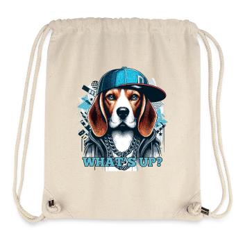 Beagle Gangsta Was geht ab? Hund Geschenk - Stanley/Stella recycelter Gym Bag - Naturweiß - Vorne