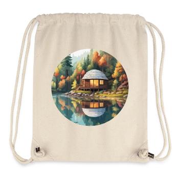 Lakeside House / Cabin / Lake / Mountains / Nature /Forest - Stanley/Stella Recycled Gym Bag - natural - Front