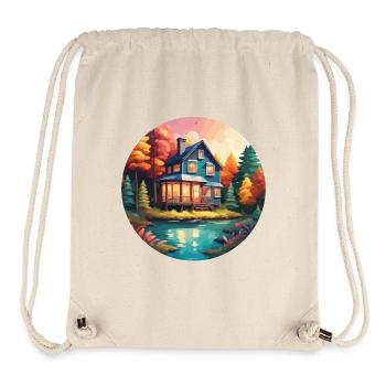 Lakeside House / Cabin / Lake / Mountains / Nature /Forest - Stanley/Stella Recycled Gym Bag - natural - Front