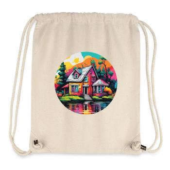 Lakeside House / Cabin / Lake / Mountains / Nature /Forest - Stanley/Stella Recycled Gym Bag - natural - Front