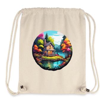 Lakeside House / Cabin / Lake / Mountains / Nature /Forest - Stanley/Stella Recycled Gym Bag - natural - Front